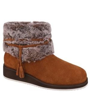 Mykos Suede Faux Fur Cuff Boot - Brown
