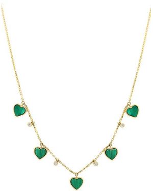 Effy Malachite Heart & Diamond Charm Necklace - Green