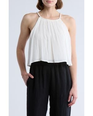 Elan Rope Strap Cotton Cover-Up Tank - White