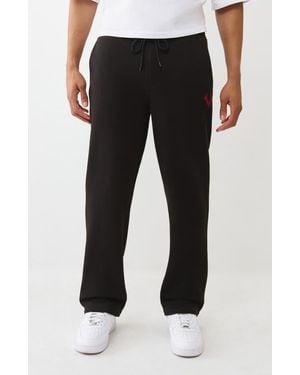 TRUE RELIGION Logo Embroidered Straight Leg Pants - Black