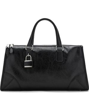 Mango Faux Leather Satchel - Black