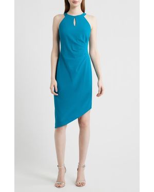 Anne Klein Side Pleat Asymmetric Dress - Blue