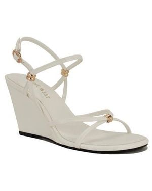 Nine West Deklyn Faux Leather Wedge Sandal - White