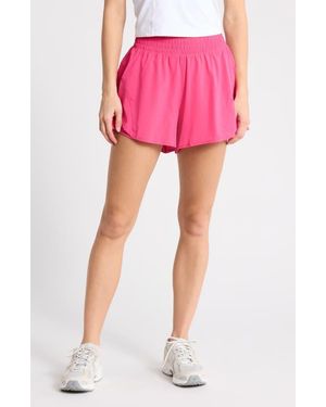 90 Degrees Lightstreme High Waist Layered Running Shorts - Pink