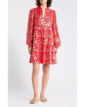 Lilly Pulitzer Cornellia Long Sleeve Silk Blend Babydoll Dress - Red