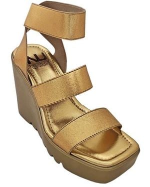 Ninety Union Paige Elastic Strap Wedge Sandal - Metallic