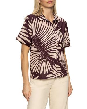 Sanctuary Sanc Souvenir Fron Print Cotton Camp Shirt - Multicolor