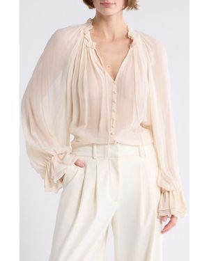 Alice + Olivia Josephine Tie Neck Top - Natural