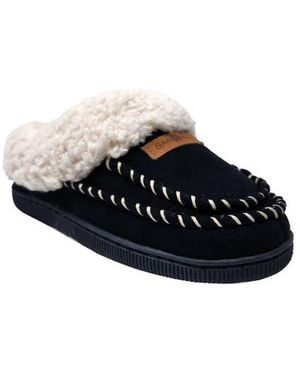 GAAHUU Double Stitched Faux Shearling Lined Slipper - Black