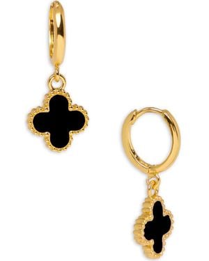 Saachi Clover Charm Stud Earrings - Metallic
