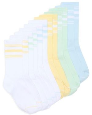 90 Degrees 6-Pack Ribbed Crew Socks - White