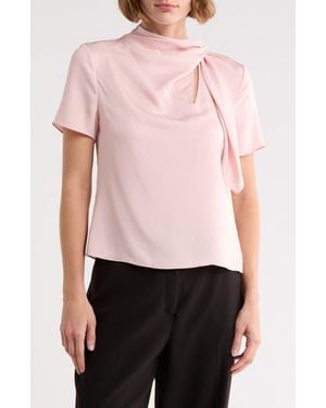 Theory Twist Scarf Silk Top - Pink