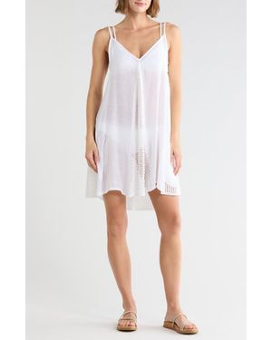 Elan Cover-Up Dress With Spaghetti Straps - White