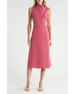 Theory Linen Blend Midi Dress - Pink