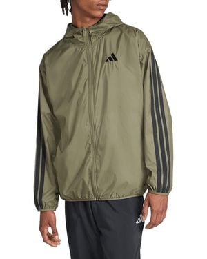adidas 3-Stripes Hooded Windbreaker Jacket - Green