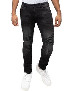 Xray Jeans Distressed Moto Slim Jeans - Black