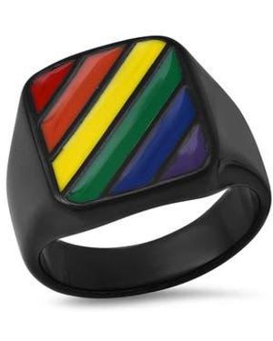 Steeltime Stripe Signet Ring - Blue