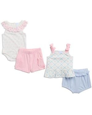 Draper James Mix & Match Sleeveless Bodysuit, Bow Top, Bloomers & Shorts Set - Pink