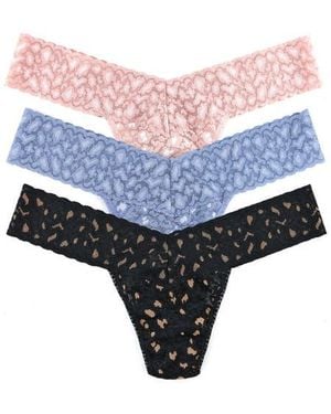 Hanky Panky Leopard Cross Dye Assorted 3-Pack Low Rise Thongs - Multicolor