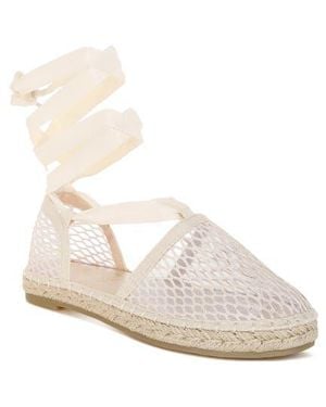 LONDON RAG Sonara Ankle Wrap Espadrille Flat - White