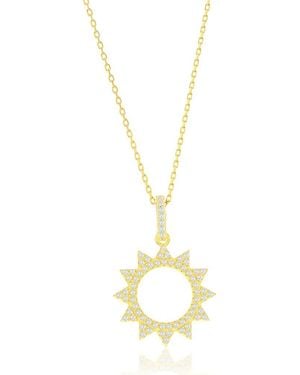 Suzy Levian Cubic Zirconia Sunburst Pendant Necklace - Metallic