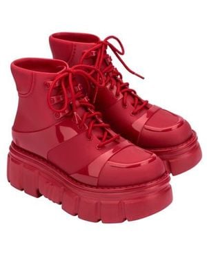 Melissa Rebel Lug Sole Boot - Red