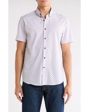 Brooklyn Brigade Polka Dot Woven Short Sleeve Shirt - Purple