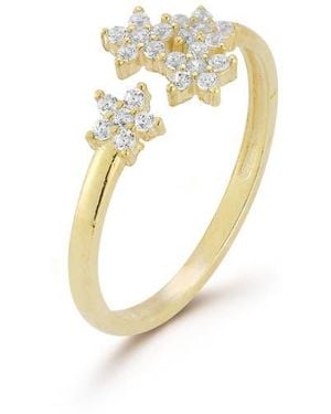 Glaze Jewelry 14K Plated Flower Cuff Ring - White