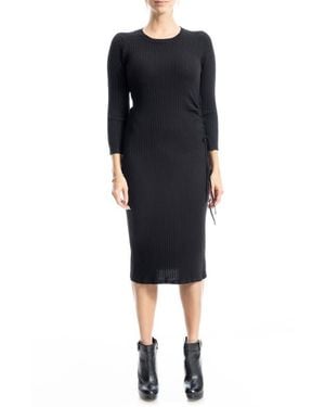 Max Studio Ribbed Long Sleeve Sweater Dress - Black