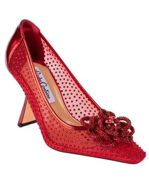 Lady Couture Rhinestone Mesh Pump - Red