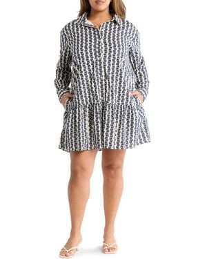 Melrose and Market Long Sleeve Ruffle Hem Shirtdress - Black