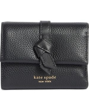 Kate Spade Knott Pebble Leather Small Trifold Wallet - Black