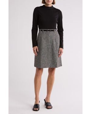 Eliza J Mock Neck Twofer Dress - Black