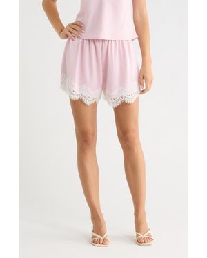 Wayf Lace Trim Pull-On Shorts - Pink