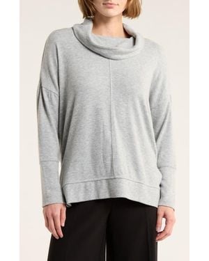 Caslon Cowl Neck Long Sleeve Tunic Top - Gray