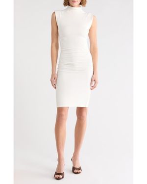 GOOD AMERICAN Ruched Funnel Neck Jersey Minidress - White