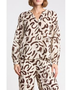 DR2 by Daniel Rainn Long Sleeve Cotton Top - Multicolor