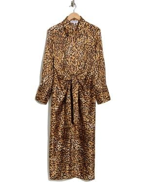 DKNY Cheetah Print Satin Dress - Brown