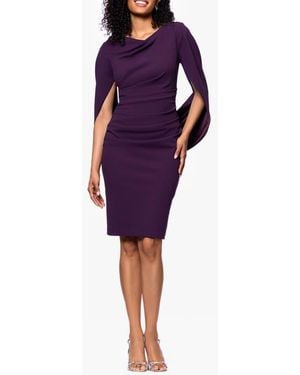 Betsy & Adam Drape Back Scuba Crepe Cocktail Dress - Purple