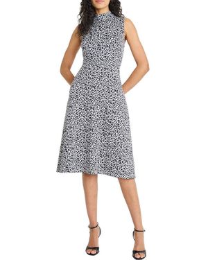 Maggy London Panthera Jacquard Fit & Flare Dress - Gray