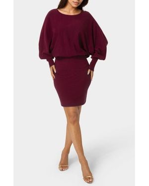 Bebe Scoop Neck Dolman Sleeve Sweater Dress - Purple
