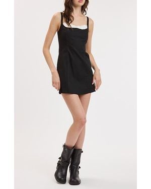 Sky To Moon Ruffle Trim Sleeveless Minidress - Black