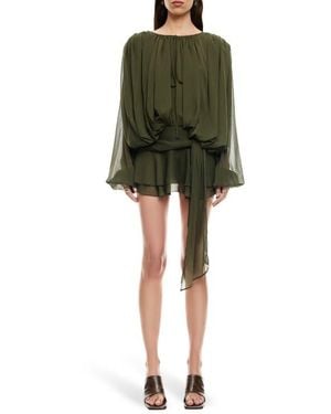 Lioness Elements Long Sleeve Chiffon Minidress - Green