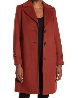 Sam Edelman Single Breasted Twill Walking Coat - Red