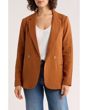 DR2 by Daniel Rainn Topstitch Cotton Blazer - Brown