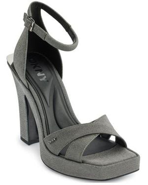 DKNY Linda Ankle Strap Platform Sandal - Metallic