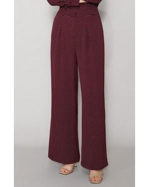MELLODAY Luxe Crepe Wide Leg Pants - Red