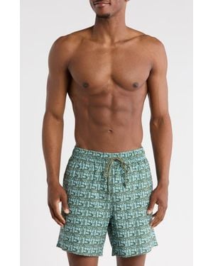 Rainforest 6-Inch Surf Grid Swim Trunks - Green