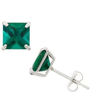 FZN Princess Cut Stud Earrings - Green