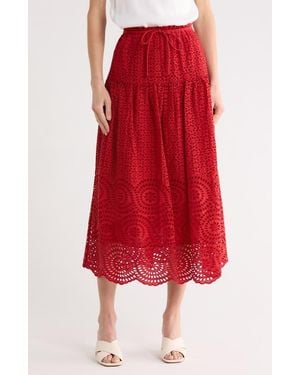 Ulla Johnson Marlie Embroidered Eyelet Cotton Midi Skirt